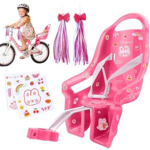 Siège Vélo pour Poupées Filles, Porte Poupee Velo Enfant Fille, Siège Vélos Décoratif Poupées avec Autocollants et Vélos Tassels, Accessoires de Vél-o...