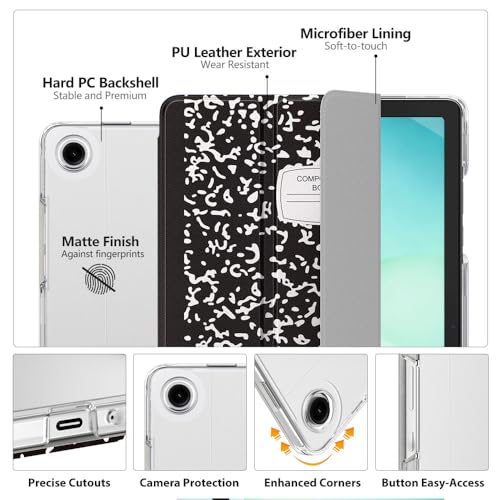 Image of MoKo for Samsung Galaxy Tab A11 Plus / A11+ Case 11 Inch 2026, Galaxy Tab A9 Plus / A9+ Case 11 Inch 2024, Slim Stand Hard PC Translucent Back Shell Smart Cover, Auto Wake /Sleep, Notebook Black