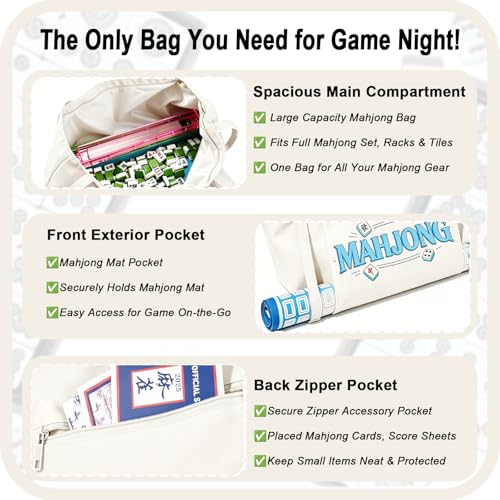 Bolsa para Mahjong de lona con cremallera 28.7x10.6 pulgadas miniatura 5