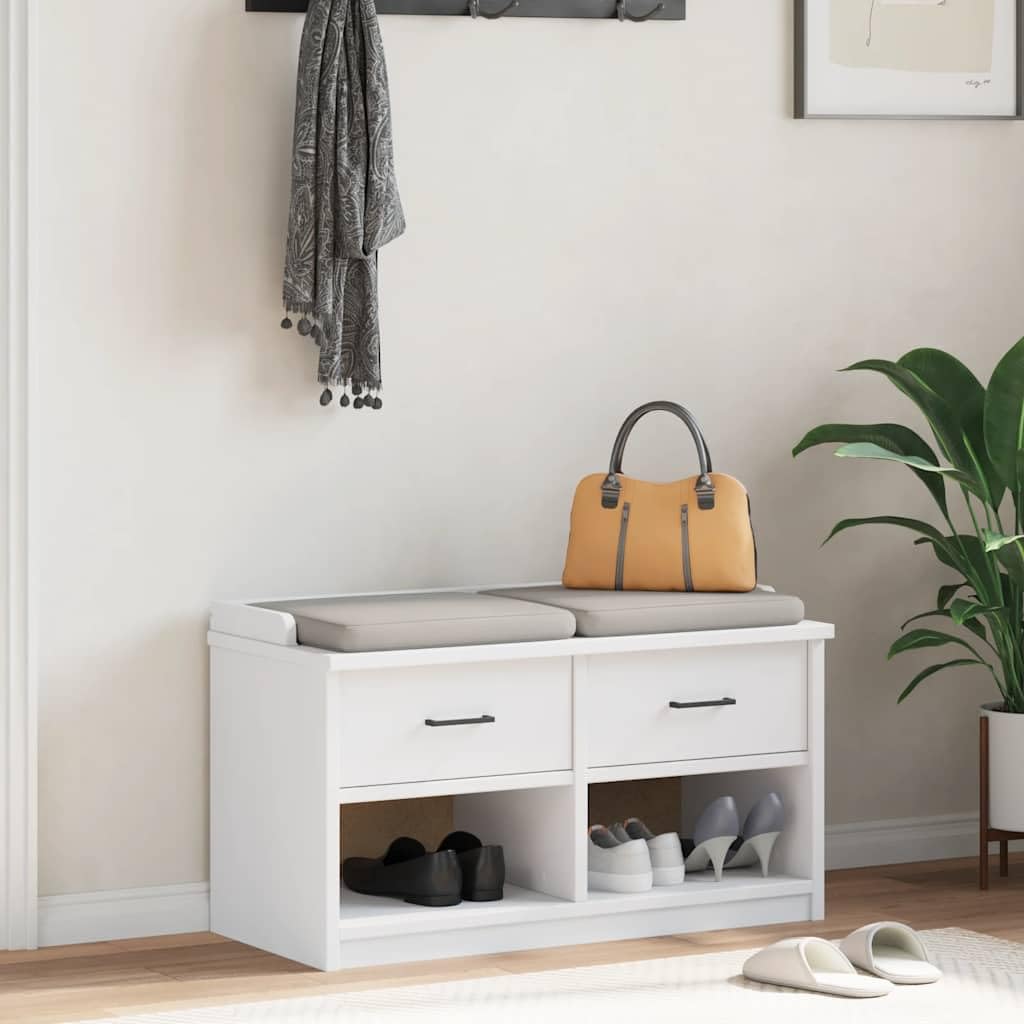 Ławka do korytarza Sandnes biała sosna 87 x 40 x 50 cm