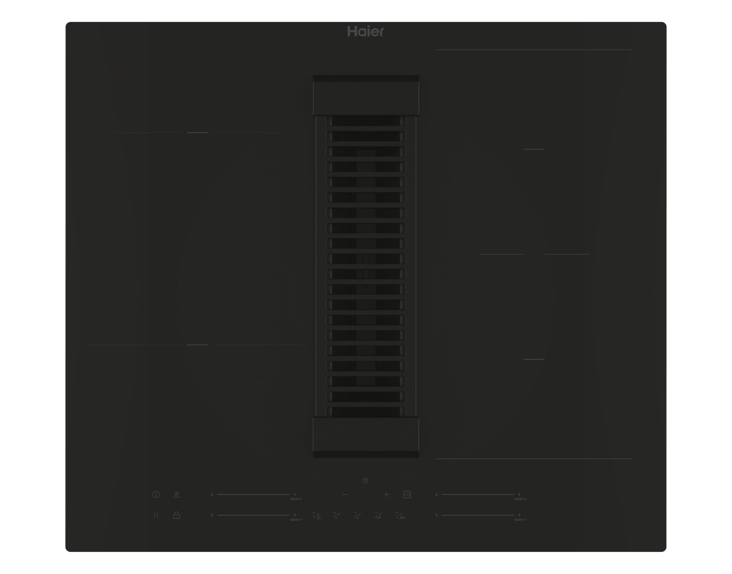 Haier Series 6 HAIH6IEMCF Placa de Inducción con extracción, 4 Zonas Flex, Ancho 60cm, Control deslizante "Multislider" Potencia total 7,4kW, 9 niveles de potencia + Booster, 4 Zonas, Negro