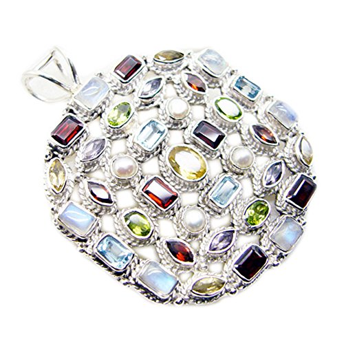 Colliers pendentifs en argent et multi gemmes naturelles pour création bijoux charms faits main