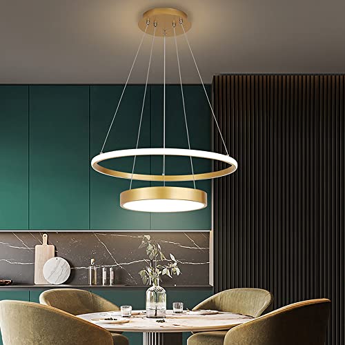 Plafonnier LED dorée au design chic et contemporain pour grand restaurant