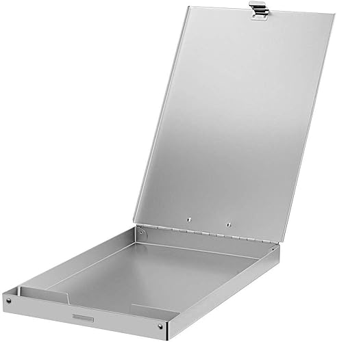 Miniatura 10 de ZCZN Portapapeles de aluminio con almacenamiento, paquete de 4 cajas de portapapeles de metal reciclado, soporte para formulario, adecuado para la