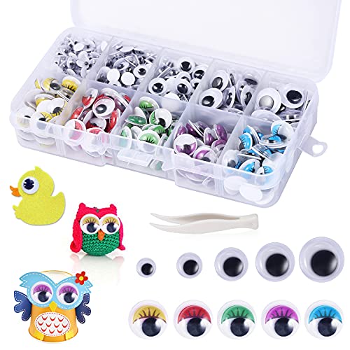 UNOLIGA Ojos Adhesivos Móviles Manualidades Ojos, 430pcs Ojitos Divertidos para DIY Scrapbooking Materiales Accesorios Manualidades Niños (5/6/8/10/12 mm)