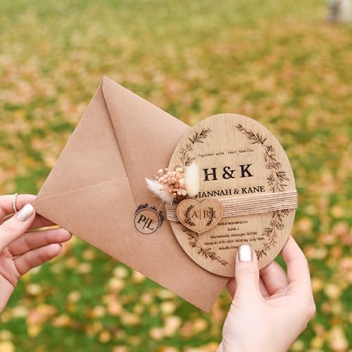 Trendprintstore Floral & Wooden Wedding Invitation cover