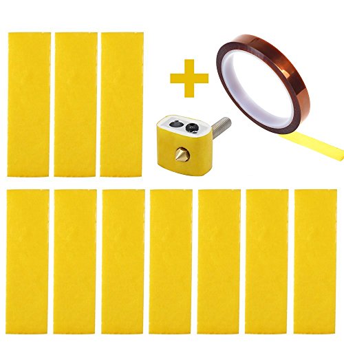 CCTREE Lot de 15 blocs de coton pour isolation thermique dimprimante 3D avec ruban Kapton Compatible avec Ultimaker, MakerBot et Creality CR-10