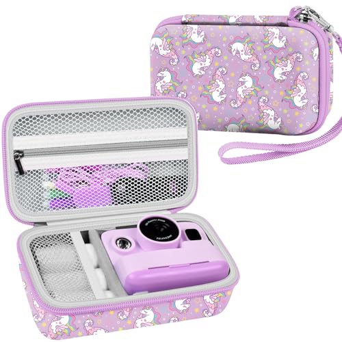 Leajen Pack appareil photo instantané pour enfants Compatible avec Uleway/Hangrui/TOYOGO/Gofunly/Ushining 3-12 ans Cadeau jouet (housse uniquement) Cheval de mer violet