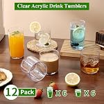Kyraton Drinking Glasses Set of 12, PET Clear Plastic Highball Glasses 420ml & Whisky Cocktail Glasses Set 340ml, Heavy Duty Unbreakable Water Glasses Cup Tumbler Glassware for Beer, Juice, Milk