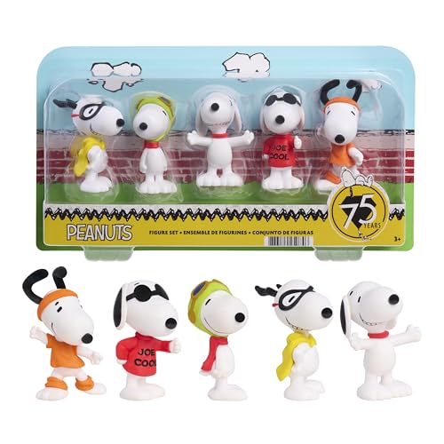 Peanuts Snoopy Collectible Figure Set – 5-Pack of Snoopy Figurines Featuring Joe Cool, Flying Ace, Flashbeagle & More – Official Toys for Kids &...