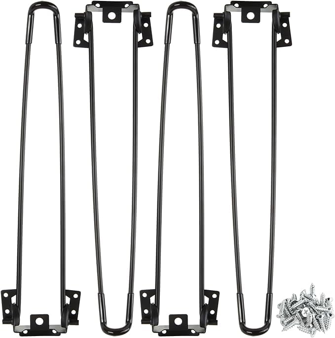 MEIDIV 4pcs 16.5in Folding Hairpin Legs, Folding Table Legs Heavy Duty, Foldable DIY Metal Table Legs with Floor Protectors, Folding Legs for Table