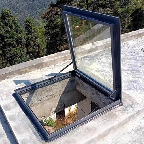 Finestre per lucernario per tetto, finestra per tetto Egress per soffitta, illuminazione del tetto piano inclinato, telaio in lega di alluminio e asta idraulica per cantina/soffitta/capanno