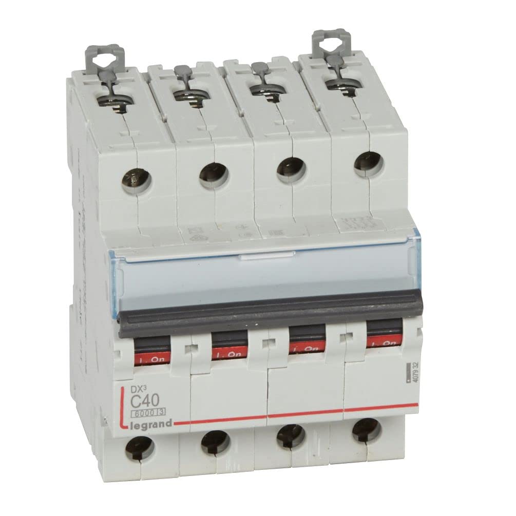 Legrand 407932E, Magnetic Thermal Automatic Switch, 4P, 40A, C Curve, 10 kA, 4 module, DX3, white, 40 Amperios