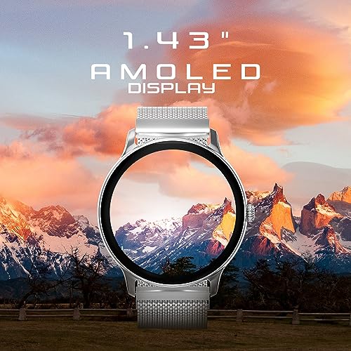 Image of Fire-Boltt Ace Luxury Phoenix AMOLED Stainless Steel Smart Watch 36.32mm (1.43 inch), 700 NITS Brightness, Stainless Steel Rotating Crown, Multipe Sports Modes & 360 Health (Silver)