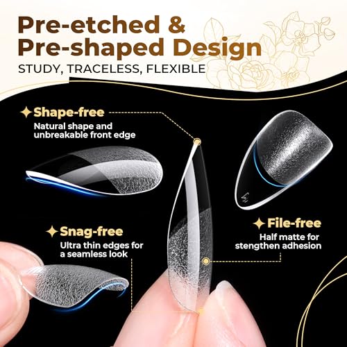 Image of UNA GELLA Short Almond Nail Tips: 504PCS Short Fake Nails Soft Press On Gel Nail Tips Pre Shaped Almond Shape Home Nail Extension Full Cover, 12 Sizes Acrylic Gelly Tips
