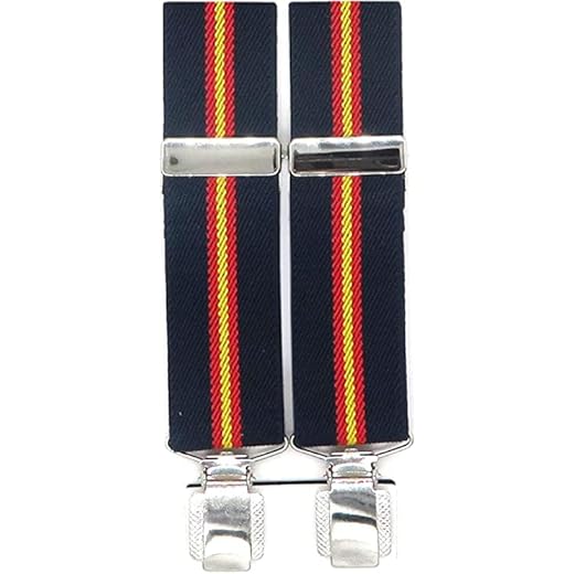 Hispapiel Tirantes hombre bandera España. Talla única caballero. Regulables y elásticos con clip metálico (Azul marino)