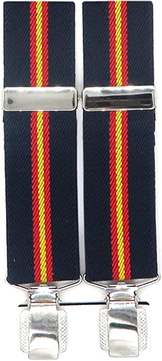 Hispapiel Tirantes hombre bandera España. Talla única caballero. Regulables y elásticos con clip metálico (Azul marino)