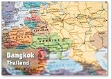 Imán para nevera con mapa del mundo, Bangkok, Tailandia, Moscú, Rusia