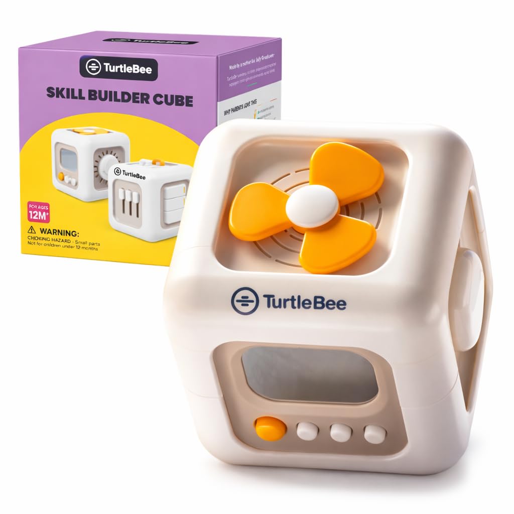TurtleBee Life Skill Builder Cube Montessori Toys for 1 Year OldBusy Cube for Baby Toys 12-18 MonthsBaby Sensory Travel Toys for Toddlers 1-3Birthday Gifts for 1 2 Year Learning & Motor SkillWhite-image-10