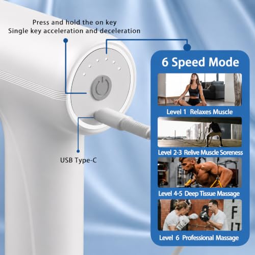 Image of ONESTA Massage Gun Deep Tissue Handheld Percussion Muscle Massager for Athletes 4 Massage Heads Cordless Portable Body Massager for Back Neck Shoulder Legs & Muscle Recovery Full Body Massage (Multicolours)
