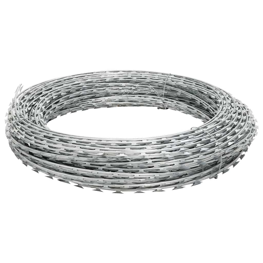 Concertina Fil barbelé en acier galvanisé 60 m pour pâturage, jardins, balcons, murs de cour
