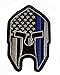Subdued Thin Blue Line American Flag Spartan Helmet Patch