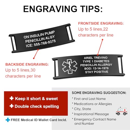 Mealguet Medical Id Bracelet For Men: Free Engraving Black Stainless Steel Masculine Watch Band Style Medical Alert Wristband Personalized Medic Id Bracelet Jewelry For Men Dad thumb #6