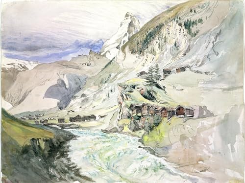 Póster de una valle alpina il Cervino por John Ruskin pintura mural retro 60x90cm