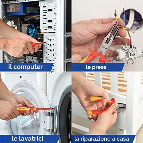 Set di attrezzi isolati VDE da 14 pezzi, Utensili Elettrici, Strumenti Elettricista, con pinze e set di cacciaviti, testato fino a 10.000 Volt
