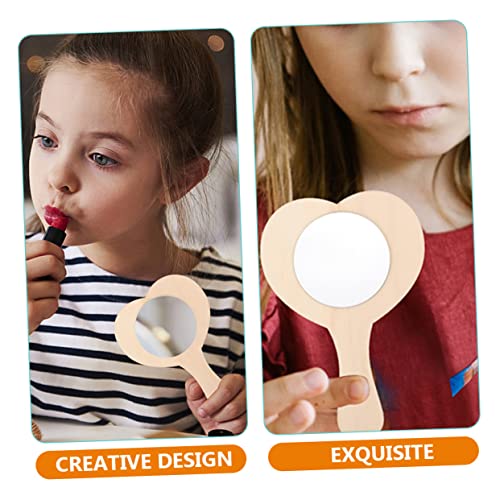 12Pcs Small Wooden Mirror Puzzle Mini Small Mirrors For Crafts Hand Painting Mirror Handmade Craft Mold Bathroom Mirror Lovely Hand Mirror Blank Craft Mirror Diy Mirror #TOP2