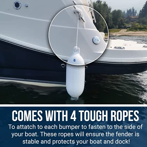 Marine Mate Boat Bumpers For Docking, Inflatable Boat Bumpers, Fenders, Buoy For Docking 20Ft -30Ft Boats Safely. 6.5Inch - 4 Boat Bumpers, 4 Ropes, 1 Pump And 2 Needles #TOP6
