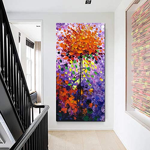 Yotree Paintings, 24X48 Inch Paintings Brilliant Flowers Oil Hand Painting 3D Hand-Painted On Canvas Abstract Artwork Art Wood Inside Framed Hanging Wall Decoration Abstract Painting #TOP4