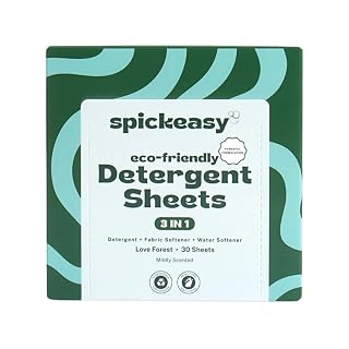 Spickeasy 3-in-1 Eco Laundry Detergent Sheets | Detergent + Fabric Softener + Water Softener | Dissolves Completely | 30 Sheets | Top Load Front Load Hand Wash (Love Forest)