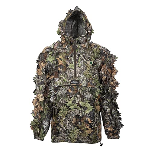 Image of North Mountain Gear Leafy Camo Hunting Jacket - Lightweight 1 /2 Zip Hoodie with Hood & Pouch