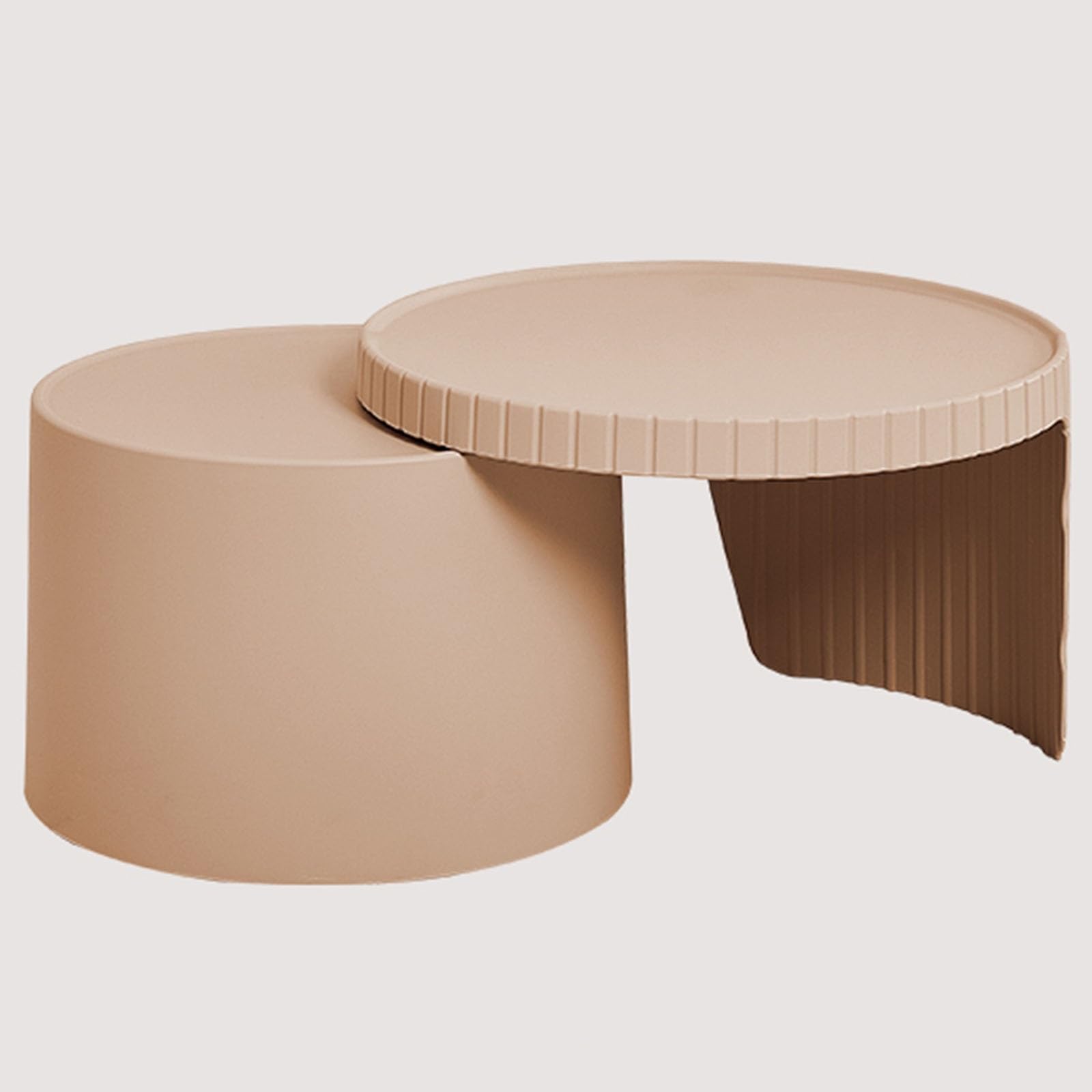 SXZenSpace Nesting Coffee Table Set of 2, Circle Side Modern, PP Material, No Need Assembly, for Living Room, Bedroom Balcony(Pink)