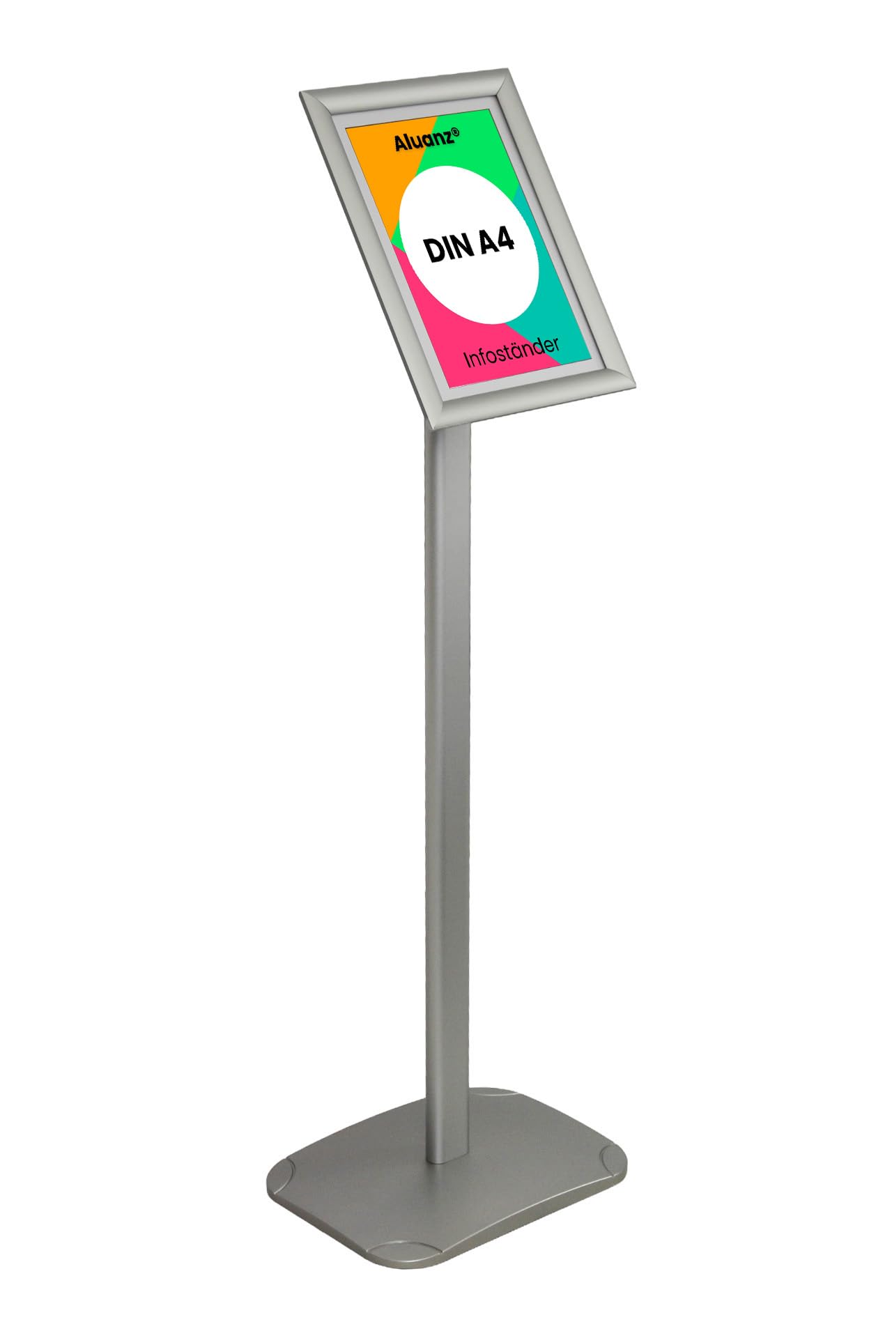 Infoständer, Silber, A4 | Informationsständer, Bodenständer aus Aluminium, Drehbarer Präsentationsständer, Posterständer, Plakatständer