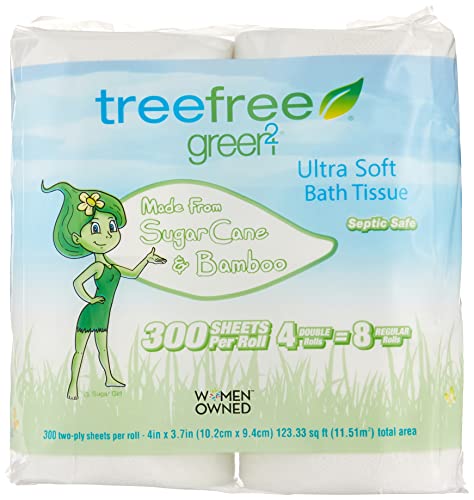 Green2 100% Tree Free 300-Sheet 2-Ply Bathroom Tissue, 96 Count