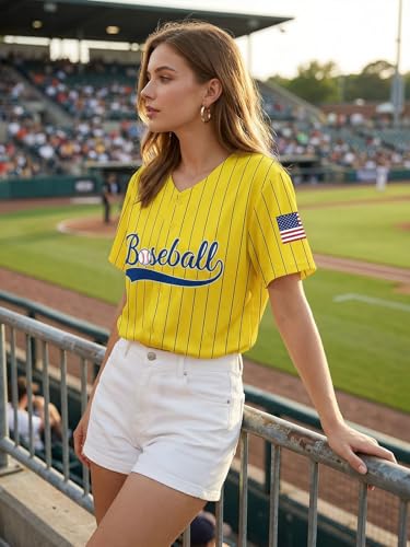 Baseball Shirts for Women Baseball Season Shirt Game Day Player Tshirt Sport Team Button up Short Sleeve Tops — view 2