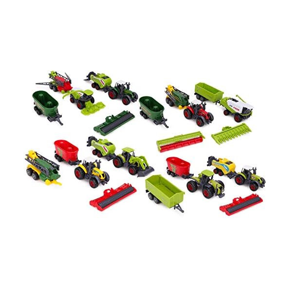 Toyland® Packung mit 6 Druckguss-Traktoren und Geräten aus Metalldruckguss - Ca. 5cm - 4 Sortiert - Sammle sie alle