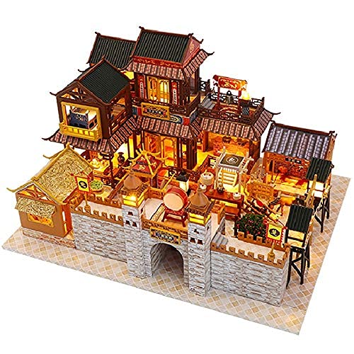 DIY Puppenhaus Chinesische Architektur DIY Holz Big Dollhouse Kit Montiert Miniatur-Trommel Puppenhaus Casa Spielzeug…