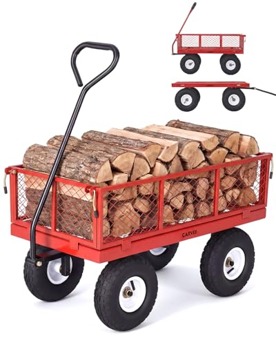 Garvee 400LBS Heavy Duty Steel Garden Cart, Garden Wagon Cart on Wheels, Metal Yard Utility Wagon...