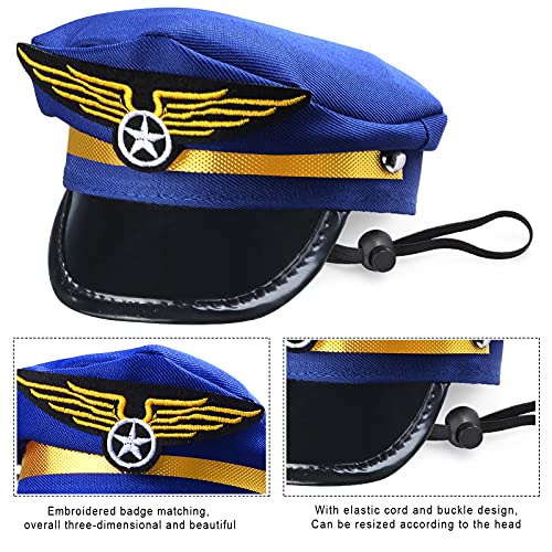 Yewong 3 Pieces Pet Captain Pilot Costume Accessory Set Dog Cat Pilot Hat Formal Necktie Collar Pilot Costume Accessories For Pet Pilot Fancy Dress Halloween Party thumb #4