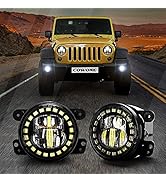 COWONE 4" Inch LED Fog Lights Compatible with Jeep Wrangler JK Unlimited JK 2007-2018 with White ...