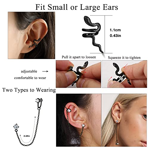 Jstyle Ear Cuff Earrings for Women Cuff Chain Earring Clip On Helix Cartilage Wrap Cuff Earring Non Pierced Adjustable4