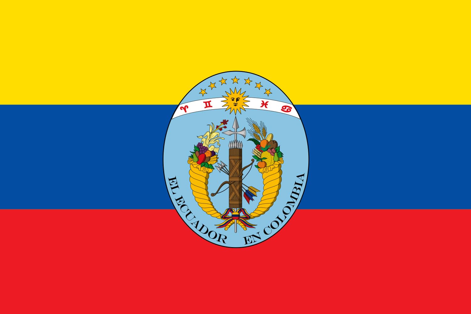 Drapeau large Ecuador 1830-1835 pavillon historique State of Ecuador pour mât