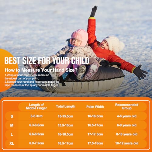 AOTOW Winter Warm Kids Cycling Gloves - Cold Weather Touchscreen Glove for Childrens Riding Bike and Football Grip Anti-Slip Outdoor Ski Sports Gloves for Boys Girls 4-12 Year Old - Thumbnail 7
