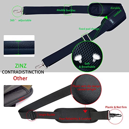 Image of ZINZ 79 inch Shoulder Strap, Extra-thick Fixed Cushion Pad and Dual Clasps Universal Replacement Strap with Metal Swivel Hooks for Laptop Bags, Luggage Bags, Camera, Crossbody (200cm,Blue)