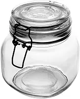 LYOR - Pote Hermético de Vidro com Silicone e Clipe em Metal Vintage Preto 850ml - Organização de Alimentos - Porta Mantimentos com Tampa Hermético