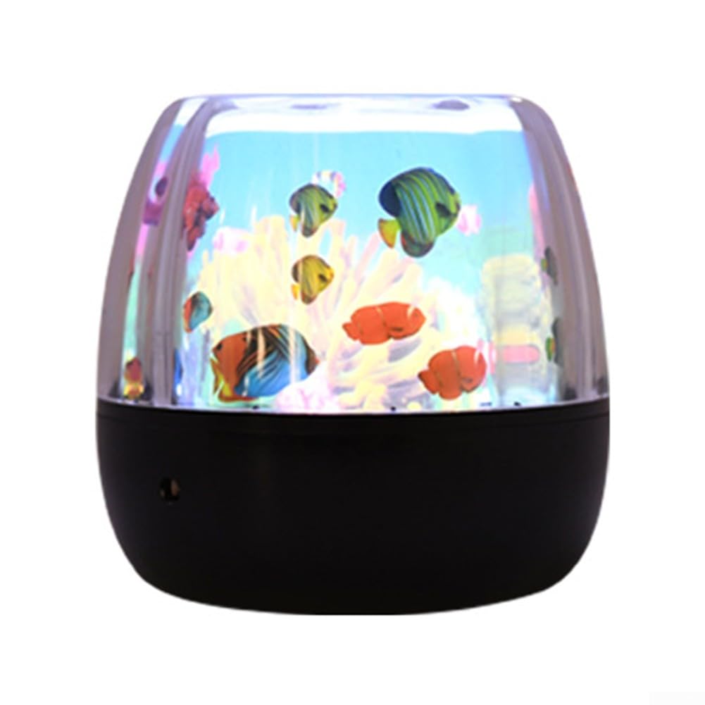 MeevrgR LED Rotating Night Light Projector – Underwater Sea Theme with Fish & Bubbles, Battery-Powered for Kids Bedroom Nursery, Black
