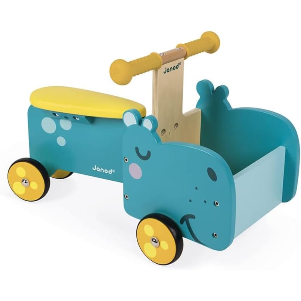 Amazon.com: Janod Wooden Hippo Ride-On - Ages 12+ Months - J08003